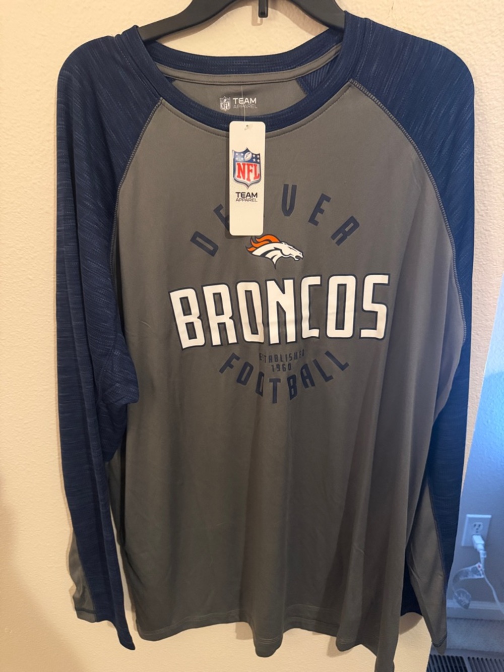 Denver Broncos Long Sleeve Team Shirt - Gray & Navy
